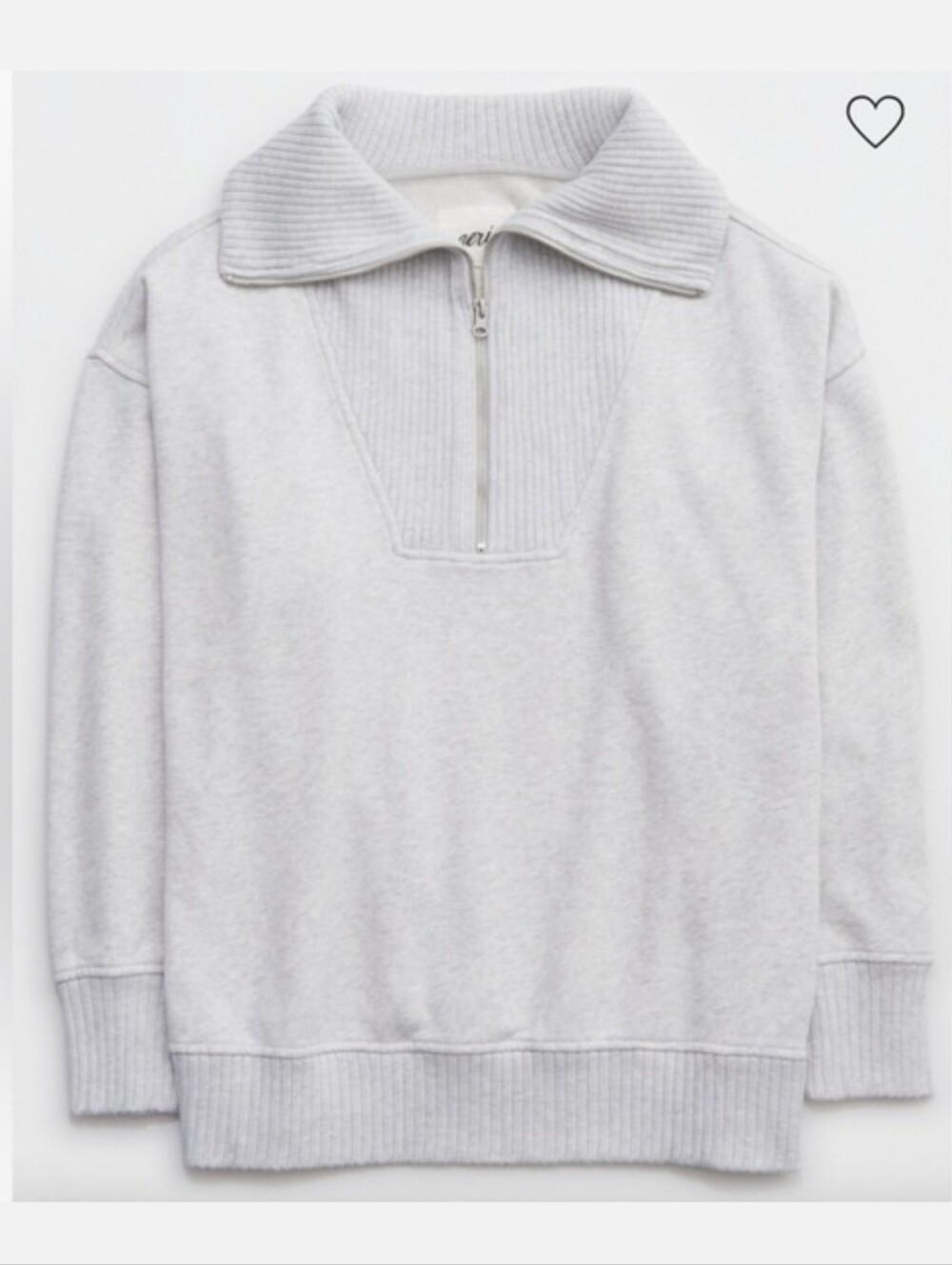 Aerie Down To Earth 1/4 Zip Sweatshirt In Light Gray - Picture 3 of 10